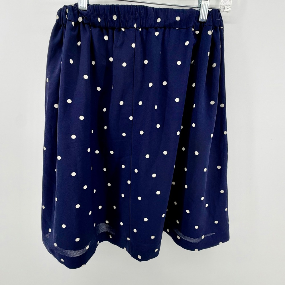 J. Crew Navy Polka Dot Pleated‎ Midi Skirt Size 4 - Picture 2 of 6